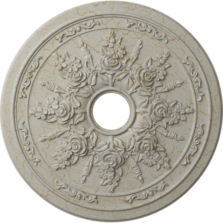 Rose And Ribbon Ceiling Medallion (Fits Canopies Up To 4), 23 5/8OD X 4ID X 1 1/2P